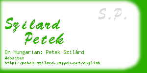 szilard petek business card